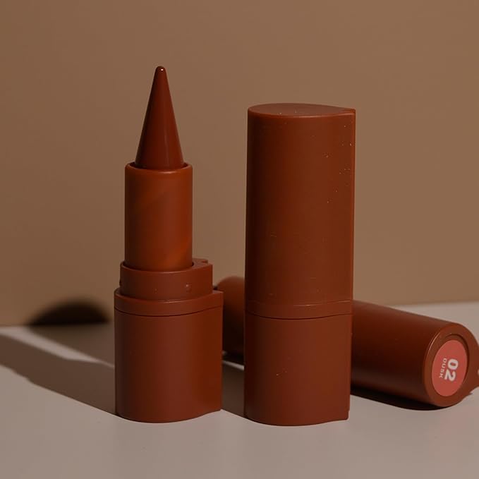 Erinde 2-in-1 Lip Liner and Lipstick Lip Combo Set, Matte Nude Dark Brown Red Lip Liner Creamy Lip Pencil Crayon, High Pigmented Long lasting Lipstick Makeup, 01# Milk Tea