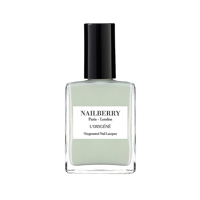 Nailberry L'Oxygéné Oxygenated Nail Lacquer | Minty Fresh | Pastel Green Opaque Nail Polish | UV Protected Long-Wear Nail Polish | 12-Free | Vegan | Certified Halal | Cruelty & Gluten Free | 15 ml