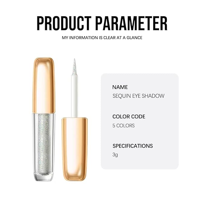 Liquid Glitter Eyeshadow Set, Korean Shimmer Eye Makeup, Waterproof Powder Formula, Quick-Drying, Long Lasting, 0.17 Oz (01#, 1PCS)