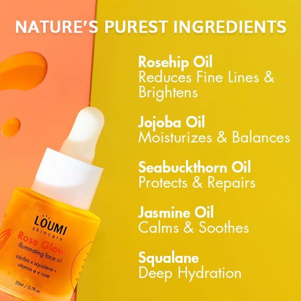LOUMI Skincare The Glow Pack - Say Aloe! All Day Cream, You Up? Eye Cream, Rose Glow Illuminating Oil, & Revive Retinol Drops - Hydrating, Brightening, Moisturizing Daily Skincare Set for Radiant Skin