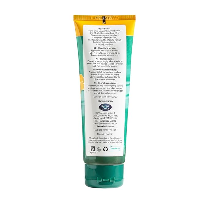 Dermatonics Fast-Acting Manuka Honey Heel Balm | Nourishing Formula for Dry, Cracked Heels | Hydrates and Softens Feet | Safe for Diabetics | 4.23 Fl oz