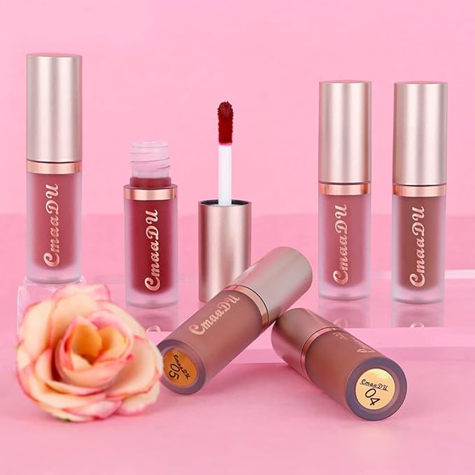 evpct 1Pcs Mauve Matte Liquid Lipstick Lip Gloss Glossy Set for Black Women 24 Hour Pink Silky Velvet Lipstick labiales matte larga duracion mate 24 horas originales 01#