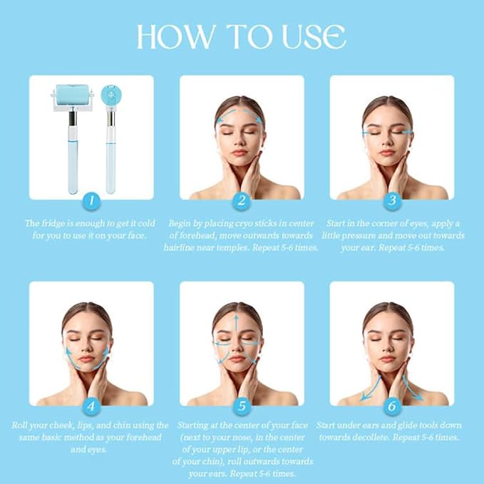 Ice Roller for Face & Body - Cold Therapy Tool to Depuff Eyes, Reduce Inflammation & Tighten Skin - with Protective Case (Blue)