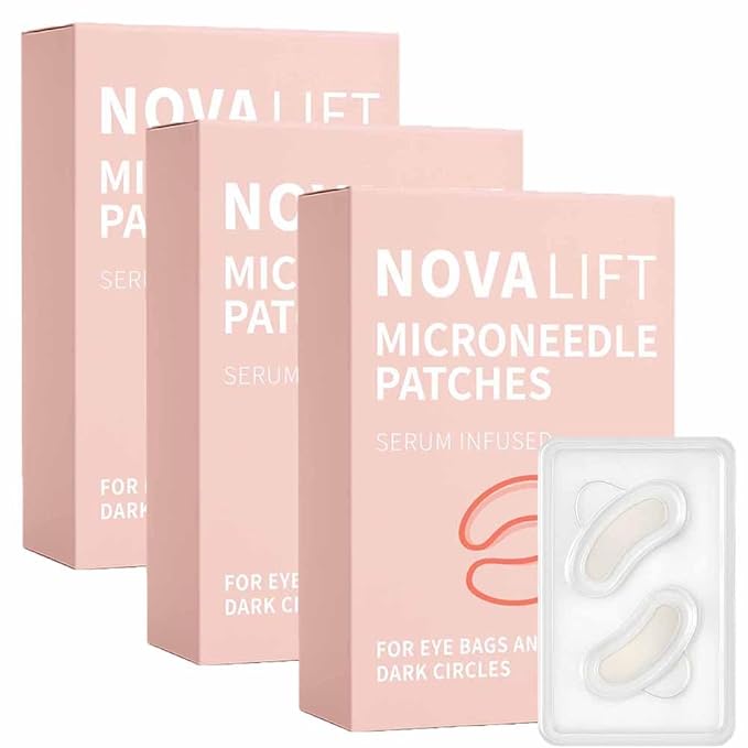NOVALIFT MicroGlow Eye Patches,Under Eye Patchs Hyaluronic Acid Eye Mask for Dark Circles for Women, Forehead Wrinkle & Smile Line Patches (3BOX(9 Pairs))