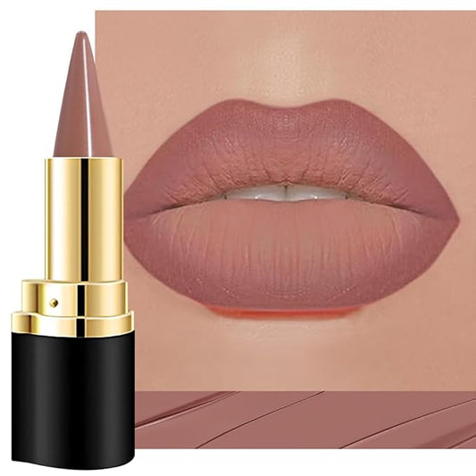 evpct Nuetral Nude Gradient Matte Lipstick Lip Liner Crayon Combo Pencil Set for Older Women Long Lasting Waterproof, Matte Brown Nude Cream Lip Liner and Lipstick Combo Makeup, Flawless Ombre Effect