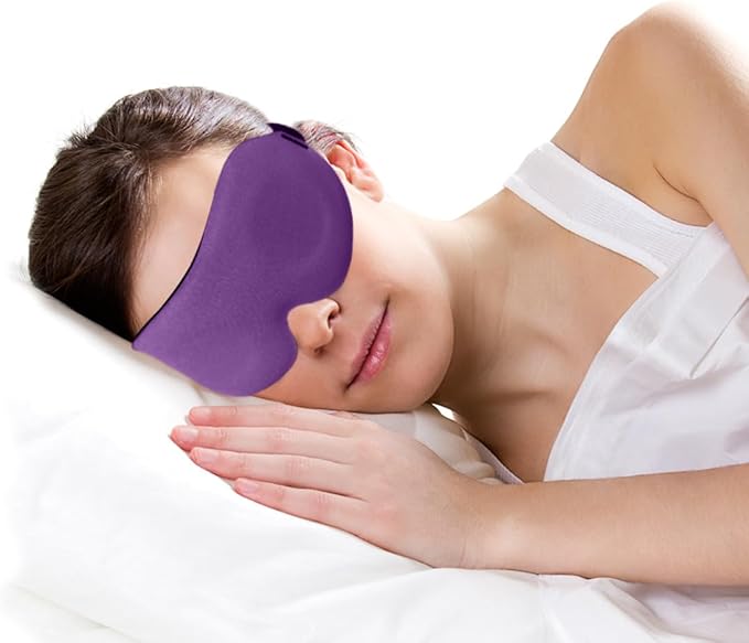 DTS Eye Masks for Side Sleepers Men Women Zero Eye Pressure 3D Cups Complete Light Blocking Night Blindfold with Adjustable Strap Shade Cover Sleeping Mask for Travel Nap Work Home (Purple)