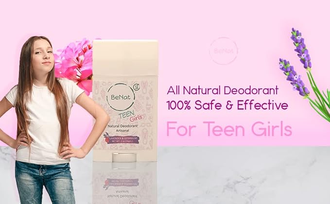 2-Pack All Natural Deodorant For Teen Girls 100% Natural Aluminum-Free Carcinogen Free Kids Deodorant For Girls Clinically Proven To Be Safe For Children and Teenagers