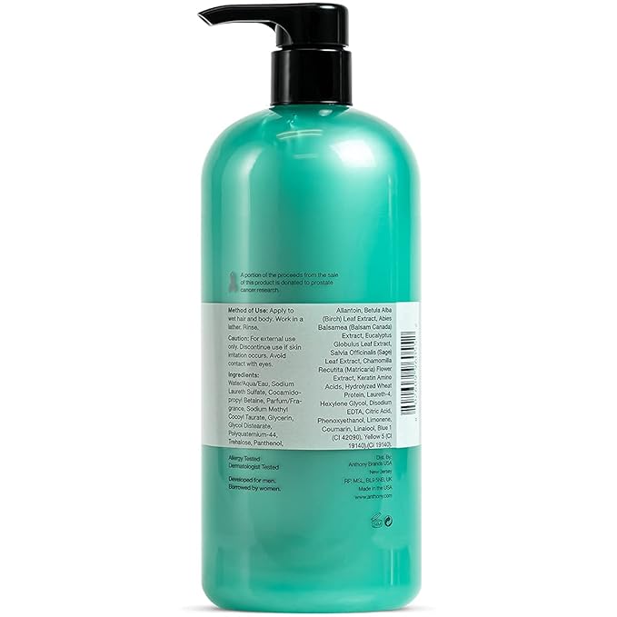 Anthony Alcohol Free Deodorant 2.5 Fl Oz, and Anthony Invigorating Rush Hair and Body Wash, 32 Fl Oz