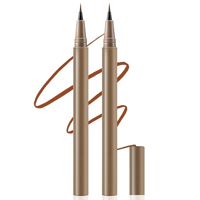 Boobeen 2pcs Eyeliner Liquid Liner, Black Eyeliner Pen Waterproof with Ultra-fine tip, Ink Liner Eye Liner Long Lasting, Quick Drying
