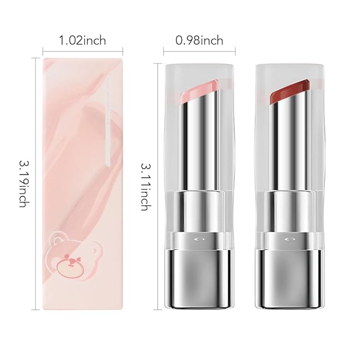 HHLTOH 2Pcs Tinted Lip Balm Moisturizing Lipstick – Soft Pale Pink & Cool Plum Red Sheer Hydrating Lip Color for Dry Lips – Nourishing Lip Balm for All Women with a Subtle Natural Scent (S01 & S04)