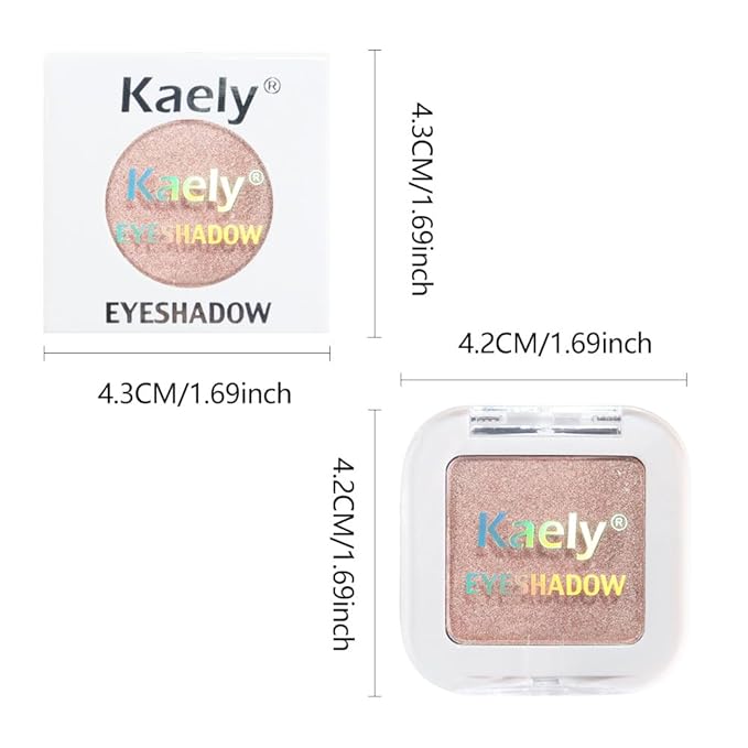 Kaely Dusty Pink Champagne Shimmer Single Eyeshadow Makeup, Rose Gold Neutral Powder Matte Eye Shadow for Older Women, Monochrome Eye Shadow Palette Pigmented Waterproof, Lightweight Blendable, 03