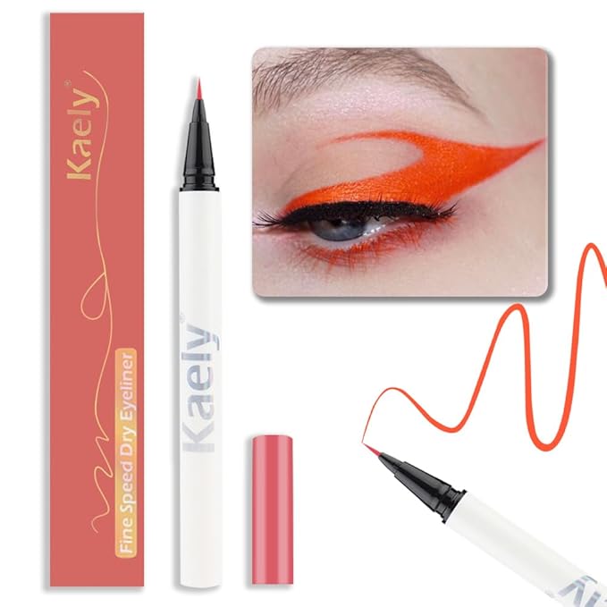 evpct 1Pcs Orange Red Waterproof Colored Eyeliner Liquid Eye Liner Set Long Lasiting Ultra-fine Speed Dry Colorful Liquid Eyeliner lapiz delineador de ojos contra el agua blanco para ojos de colores