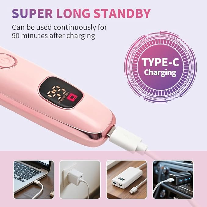 Electric Razors for Women, 5 in 1 Painless Ladies Wet & Dry Body Razors and Facial Hair Remover, Rechargeable Facial and Body Hair Remover for Face Nose Eyebrow Arms Armpit Legs Pubic Area (Pink)