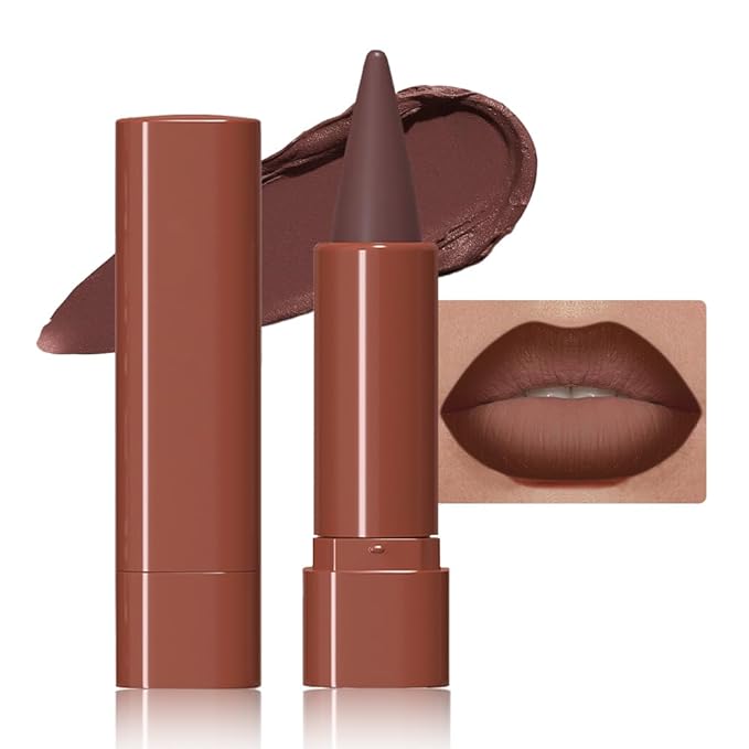JUAAZIN Maroon Gradient Matte Lip Liner Pencil Crayon for Women - Waterproof Smudge-Proof Kissproof Long-Wear Lip Pencil, Flawless Contour Ombre Effect Lip Crayon, Creamy Pigmented Lip Liner 05#