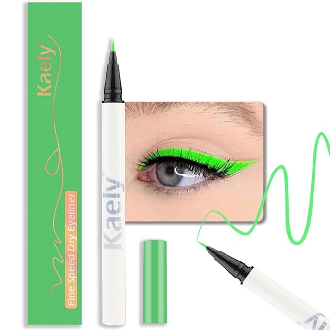 evpct 1Pcs Light Green Waterproof Colored Eyeliner Liquid Eye Liner Set Long Lasiting Ultra-fine Speed Dry Colorful Liquid Eyeliner lapiz delineador de ojos contra el agua blanco para ojos de colores