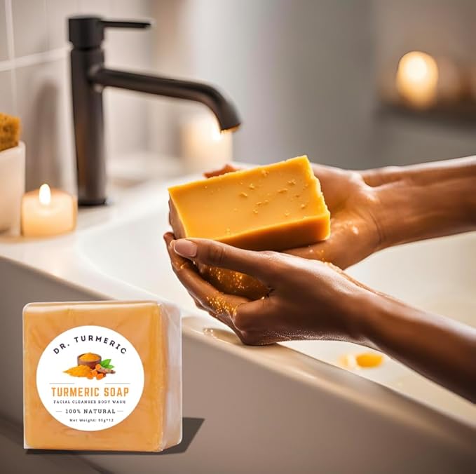 Turmeric Soap Bar | Face & Body Cleanser | Moisturizing | Lathering | Deep Cleansing | Evens Skin Tone | Refreshing Scent | Radiant Skin | 3 count pack of 1|
