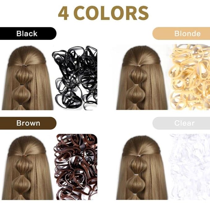 YGDZ Hair Ties, 1500pcs Mini Elastic Hair Bands with Organizer Box, Clear Hair Ties, Hair Accessories Set for Girls, Women, Neutral Colors