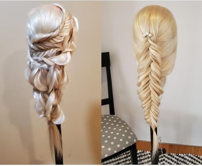 Hairingrid 26"-28" Mannequin Head Hair Styling Training Head Manikin Cosmetology Doll Head Synthetic Fiber Hair and Free Clamp Holder (R71919W61320)