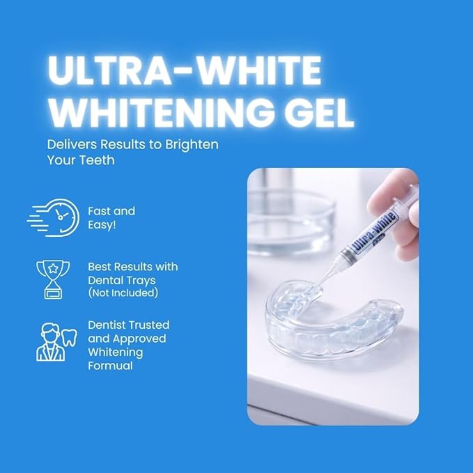 22% Teeth Whitening Gel: 5 Large Syringes for Beautiful Smile, Whitening Gel for Dental Trays - White Results with Ultra White Whitening Gel, 5 Tubes, 3.8 ml Each, Total 140 Applications.