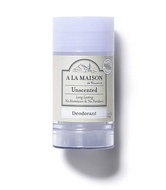 A La Maison de Provence Natural Aluminum-Free Deodorant Traditional French Milled Formula | Long Lasting Safe and Effective | Free of SLS, Parabens and Sulfates (2.4, Unscented)