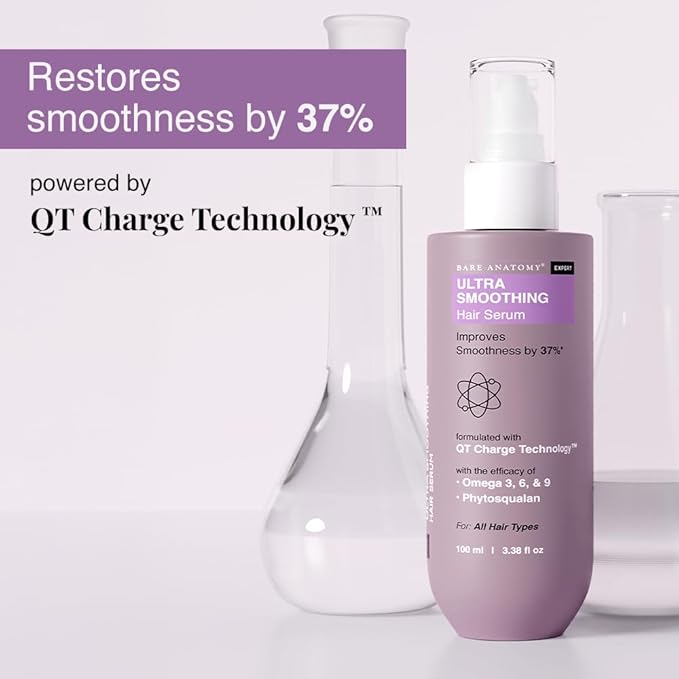 Bare Anatomy Ultra Smoothing Hair Serum Powered By Carbohydrate Complex & Niacinamide | Serum for Smooth & Shiny Hair | For Dry & Frizzy Hair | Women & Men | 100 ml