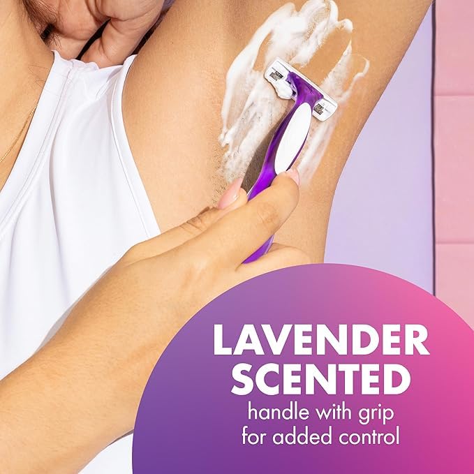 BIC Soleil 3 Scented Women's Disposable with 3 Blade Razors, Calming Lavender Scent and Vitamin E Moisture Strip, 10-Count