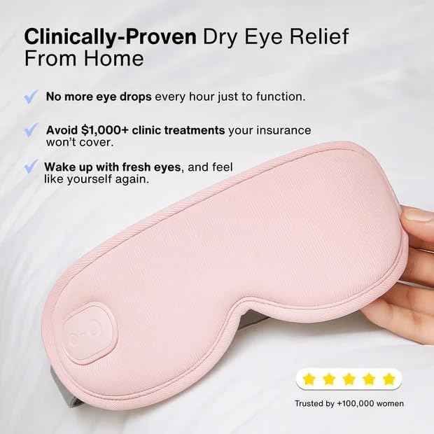 Menorelief Eye Mask, Menorelief Under Eye Mask Travel Case, Light Blocking 3D Sleeping Eyes Masks with Adjustable Heat, Better Sleep, Men & Women (Pink)