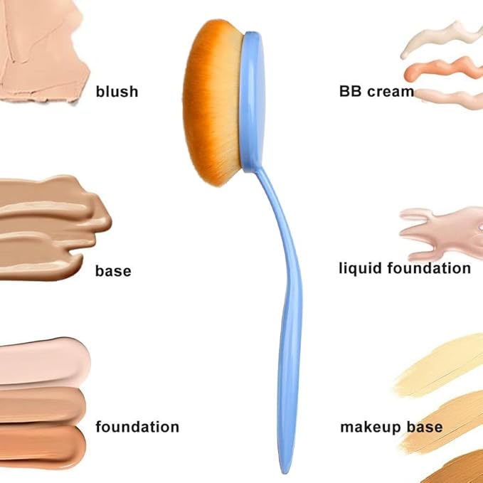 Yoseng Oval Foundation Brush, Large Toothbrush Makeup Brushes Fast Flawless Application Liquid Cream Powder Foundation,Sunscreen Applicator for Kids（Blue)