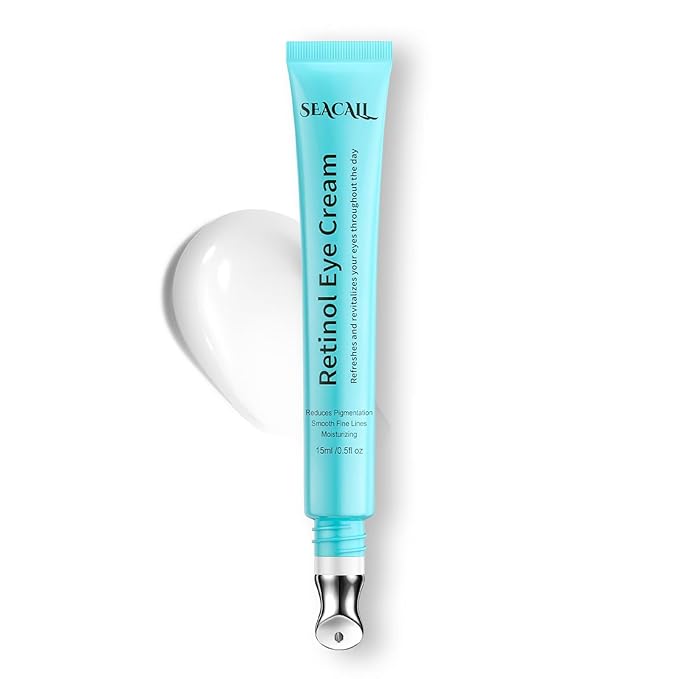 SEACALL Retinol Eye Cream with Caffeine & Vitamin C - Anti-Aging Eye Serum Treatment for Dark Circles, Wrinkles & Puffiness - Fragrance-Free, No Preservatives (15ml)