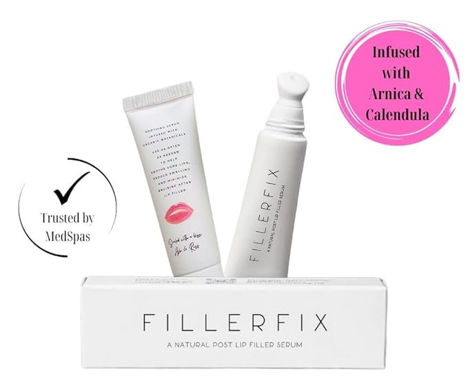 FillerFix Organic Lip Filler Aftercare Serum with Cooling Ceramic Tip – Arnica & Calendula for Relief After Lip Filler