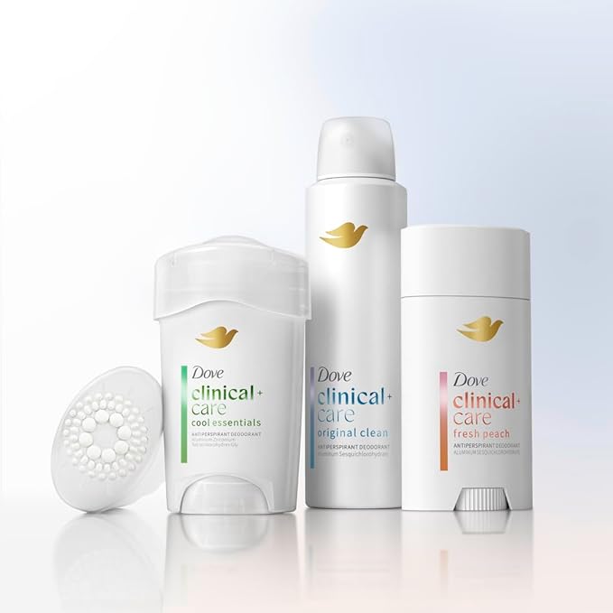 Dove Clinical + Care Antiperspirant Deodorant Dry Spray for Women Fresh Peach with Nourishing Serum 3.8 oz (Pack of 2)
