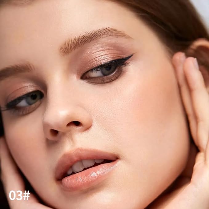 Shimmer Eyeshadow Stick –Rose Gold Dual-Ended Creamy Pearl Eye Shadow Pencil with Built-In Smudger, Waterproof Long-Lasting High Pigment Eye Makeup for Smooth Glide 03#