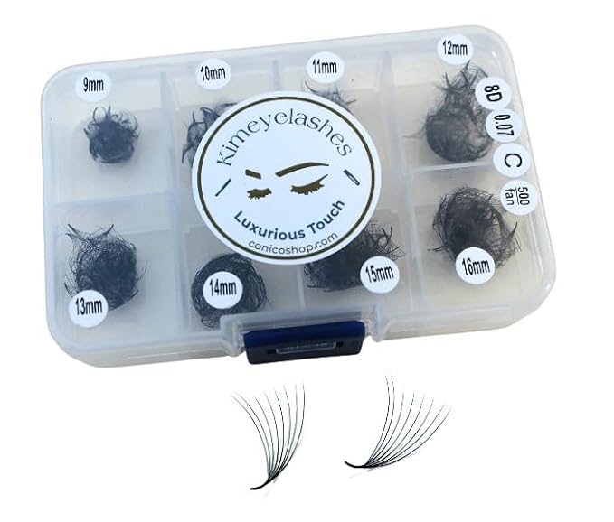 Premade Fans Eyelash Extension 500 Fans Handmade Loose Volume Lashes 5D/8D/10D/12D Pre-made Fans 0.05mm 0.07mm C/D Curl 9-16mm Hybrid Wispy Promade lashes (8D - 0.07, Curl D)