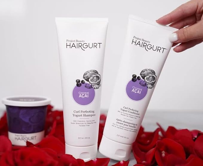 Hairgurt Coconut Acai Curl Perfecting Hair Set – Shampoo + Conditioner + Mask – Defines & Moisturizes Curly and Wavy Hair – Sulfate-Free, Natural Ingredients