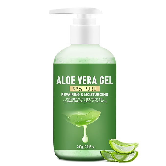 99% Pure Aloe Vera Gel for Face & Body，Aloe Vera Gel Body Moisturizer Cream，Deeply Hydrates and Moisturizes Dry Skin and Soothes Sunburns，Suitable for All Skin Types，7.055Fl Oz