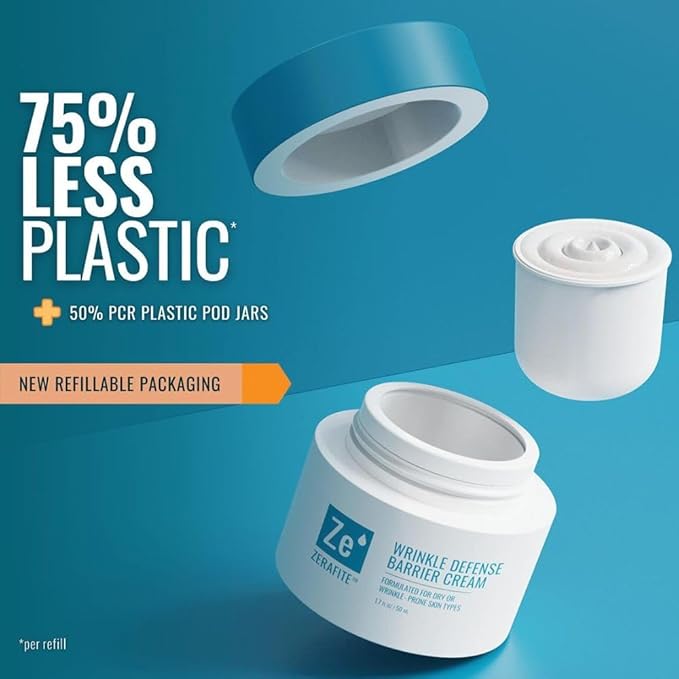 ZERAFITE Wrinkle Defense Barrier Cream (Container + Refill Pod, 1.7 Ounce)