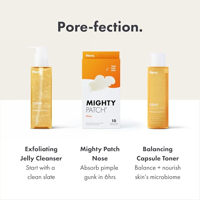 Mighty Patch Nose Pimple Patches from Hero Cosmetics, Large Hydrocolloid Pore Strips, Dermatologist Approved, Overnight, Pimple Stickers to Absorb Acne Nose Gunk, 10 Count (Pack of 2)