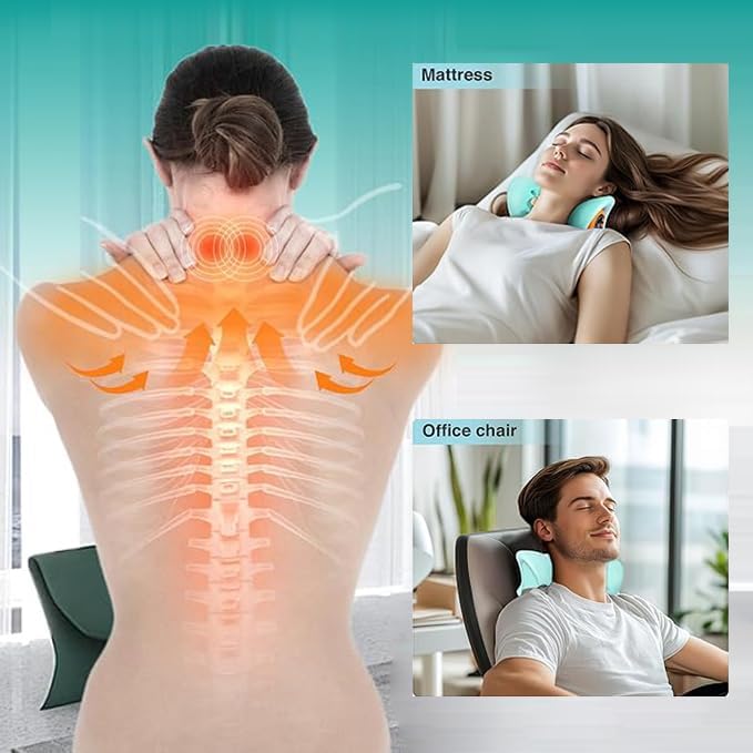 2026 New Neck Massager for Pain Relief and Muscle Relaxation, Portable Neck and Shoulder Relaxer, Electric Pillows with Heat, 26° Angle Cervical Traction Device at Home & Office