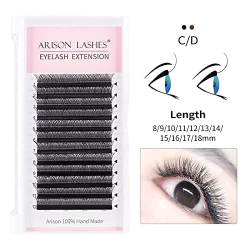 Arison Lashes 5D W Shape Eyelash Extension Natural Soft Volume Premade Fans Faux Mink Matte Black Cluster 12 rows(5DW-0.07-D-10mm)