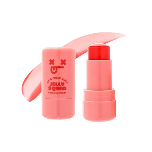 Jelly Squad Lip and Cheek Stain 2 in 1 Tinted Jelly Blush and Lip Stain Long Lasting Lightweight Natural Finish Hangry Watermelon Red, 0.28 FL.OZ/8G，pack of 1