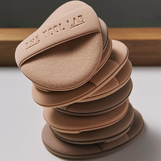 THE TOOL LAB Long-lasting Tension Puff (Glow type, Oval) - Korean Olive Young Makeup Puff Sponge for Liquid Foundation Cushion Shading Blusher, 100% Pure Rubycell for Moisterizing Fitting - 2.6 inch