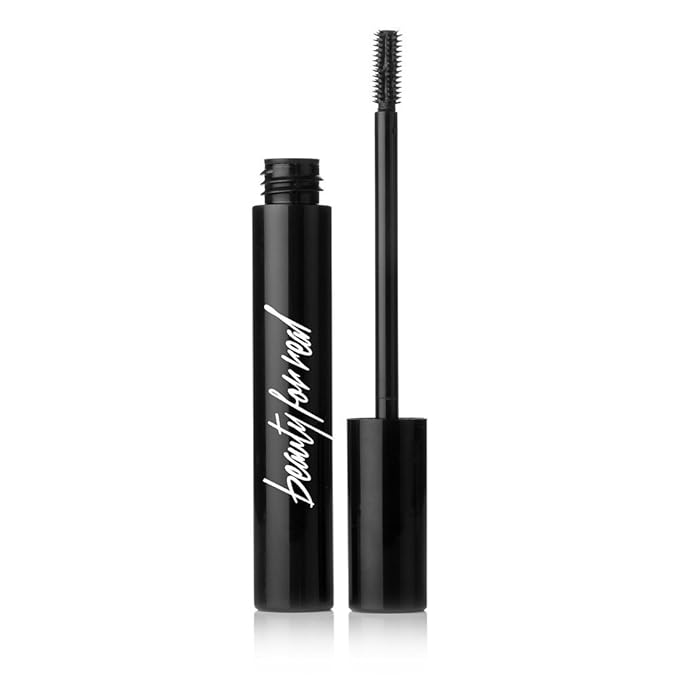 Beauty for Real Hi-Def Mascara, Just Black - Defining & Volumizing Lash Definer, Curls Lashes - Humidity & Smudge Proof - Micro Brush Ensures Versatile Application - 0.31 fl oz