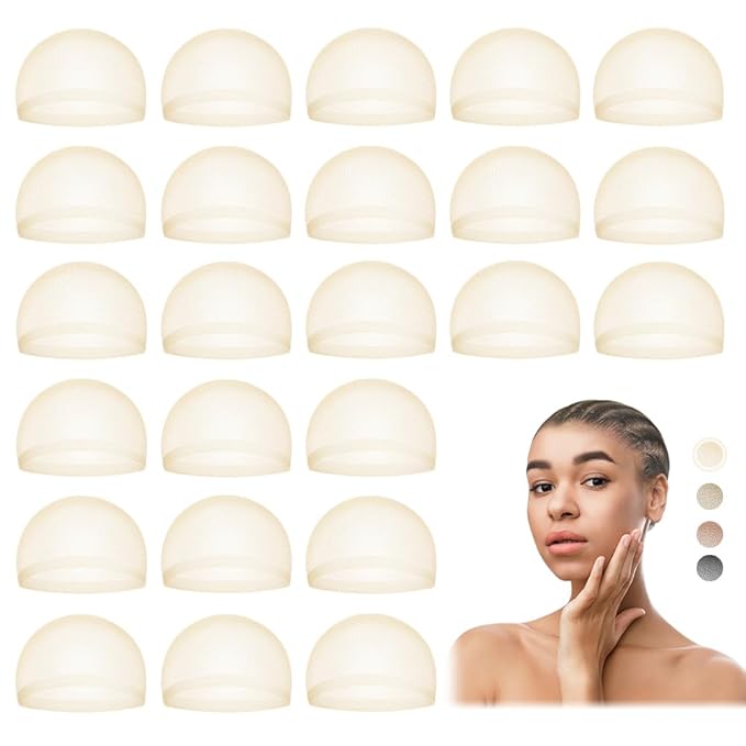 HD Wig Cap for Women, Transparent Bald Cap for Lace Front Wigs, Beige 24 PCS