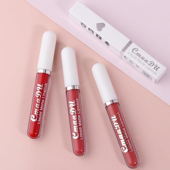 evpct 1Pcs Coral Red Liquid Matte Lipstick Lipgloss Set for Women, labiales mate 24 horas originales matte larga duracion 24 Hour Lipstick Lip Stains Long Lasting Waterproof 24, 03#