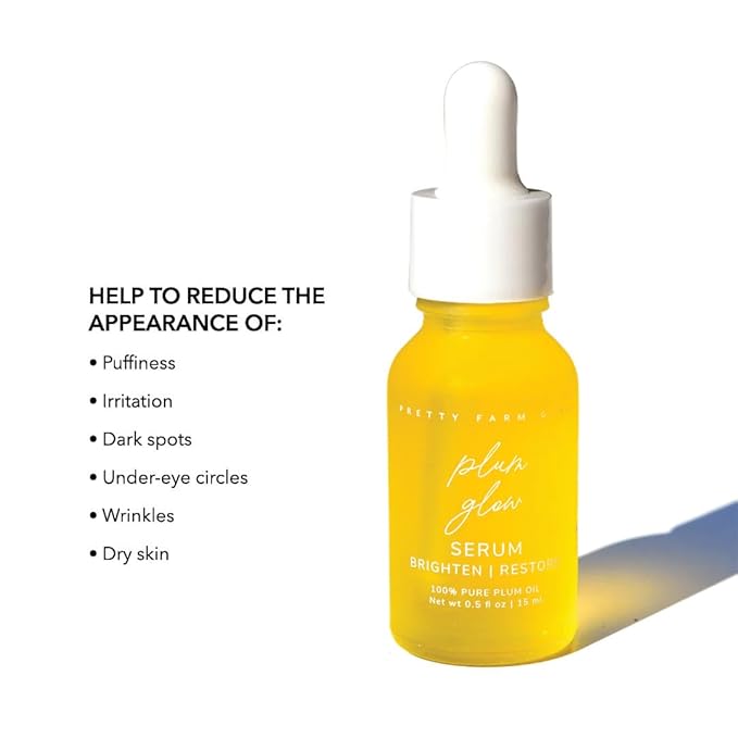 Pretty Farm Girl Plum Glow Multipurpose Serum – Hydrate & Restore – for Skin Nourishment – 100% Pure Plum Oil – All Skin Types – Facial Use – 1 oz