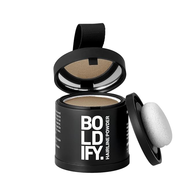 BOLDIFY Hairline Powder (LARGE, 10g) - Root Touch Up Hair Color for Gray Coverage - Bald Spot Concealing Hair Powder for Women & Men - 24-Hour Stain-Proof - Medium Blonde