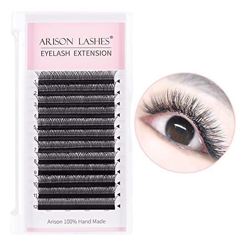 Arison Lashes 5D W Shape Eyelash Extension Natural Soft Volume Premade Fans Faux Mink Matte Black Cluster 12 rows(5DW-0.07-D-10mm)