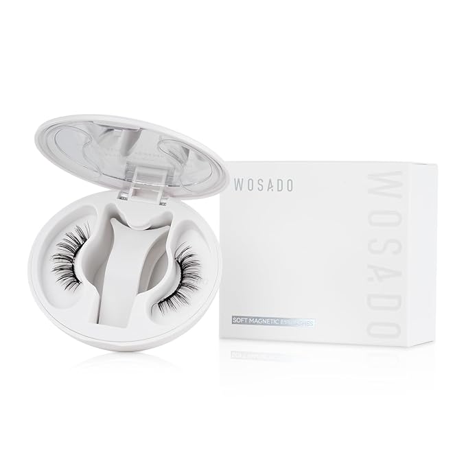 WOSADO Magnetic Eyelashes with Applicator Kit, No.17 Ice Black 21.5mm, Reusable Magnetic Lashes without Eyeliner, Glue-free False Lashes, Waterproof, Lightweight, Suit for Heavy Makeup