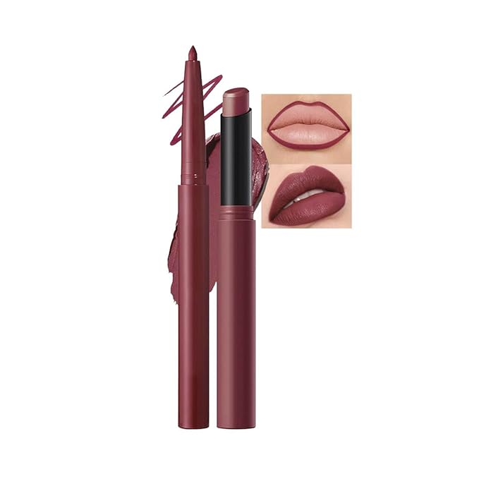 Dark Red Lip Liner Lipstick for Women, Waterproof Long Lasting Lip Liner Pencil Lip Stick Set, Lip Kit With Lipliner Lipstick, Smudgeproof Lip pencil Lip Crayon 12#
