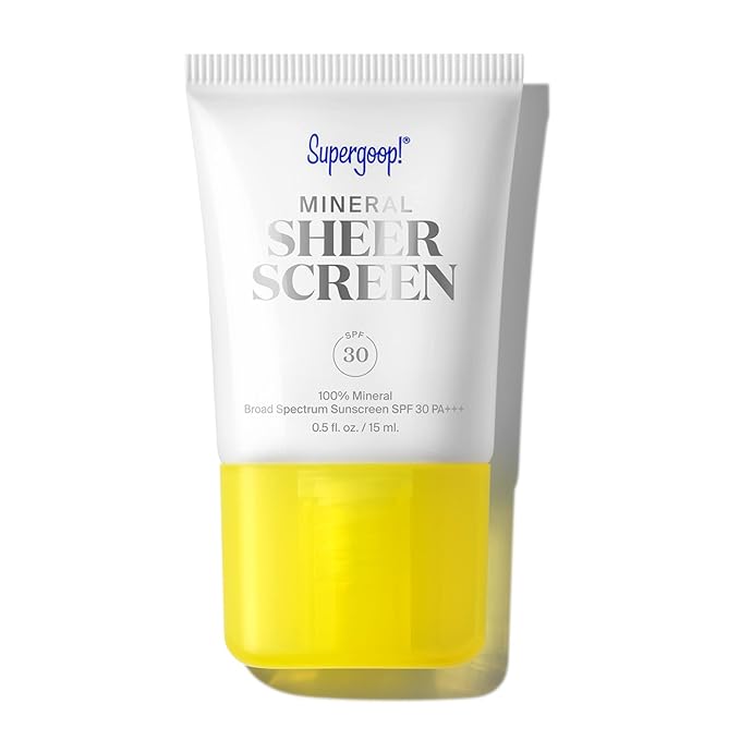 Supergoop! Mineral Sheerscreen SPF 30 PA+++, 0.5 fl oz - 100% Mineral, Broad Spectrum Face Sunscreen + Primer + Helps Filter Blue Light - Satin Finish - For All Skin Types